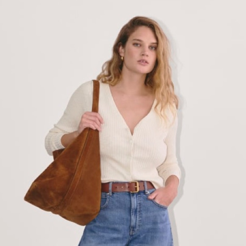 Everlane The Cozy Rib Cardigan bone/white